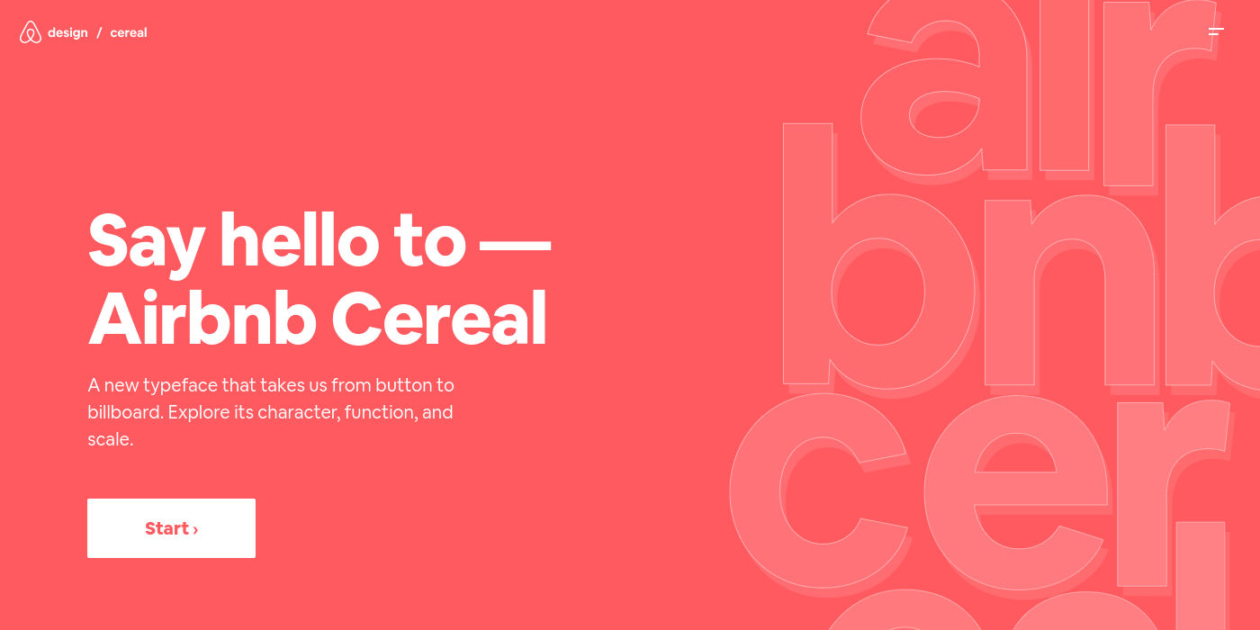 Airbnb Cereal website